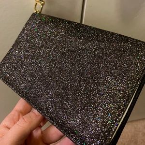 Betsy Johnson Black Glitter Wristlet